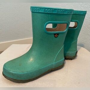BOGS Skippers Glitter Aqua/Teal Rain Boots
